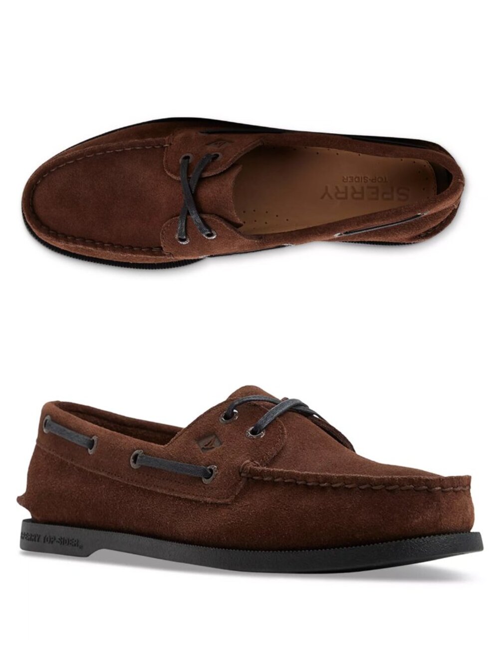 NEW Sperry Men's 14 Top-Sider Brown Suede Authentic Original AO 2-Eye Boat Shoes
